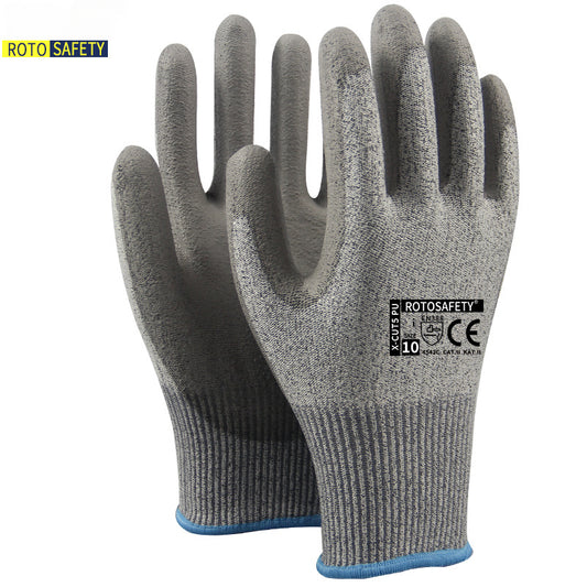 Level 5 Cut-Resistant PU Coated Palm Gloves: Outdoor Gardening, Thorn, Abrasion, and Cut Protection