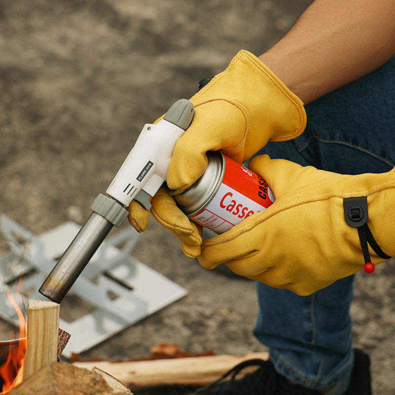 Vintage Yellow Top Grain Leather Work Gloves, Heavy Duty Cut Resistant Driver Gloves for Cross-Border Labor Protection