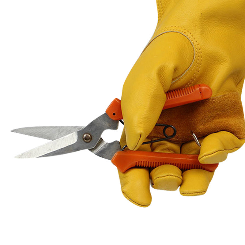 Vintage Yellow Top Grain Leather Work Gloves, Heavy Duty Cut Resistant Driver Gloves for Cross-Border Labor Protection